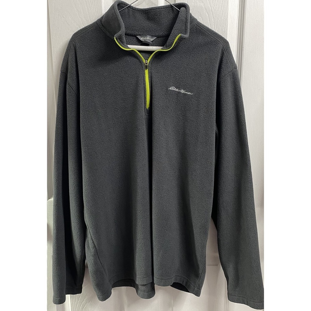Eddie Bauer Mens Gray Lightweight Fleece Jacket Quarter Zip Sz. L